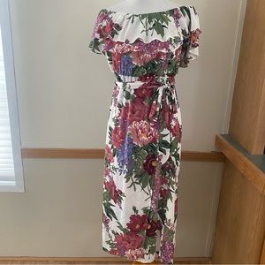 Show Me Your Mumu Rosie Dress Floral Midi NWT Off The Shoulder Ruffle Medium